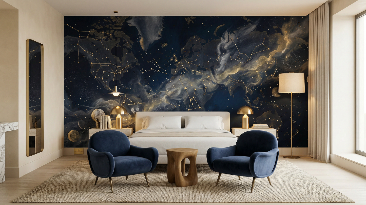 Contemporary Blue wallpaper for Bedroom