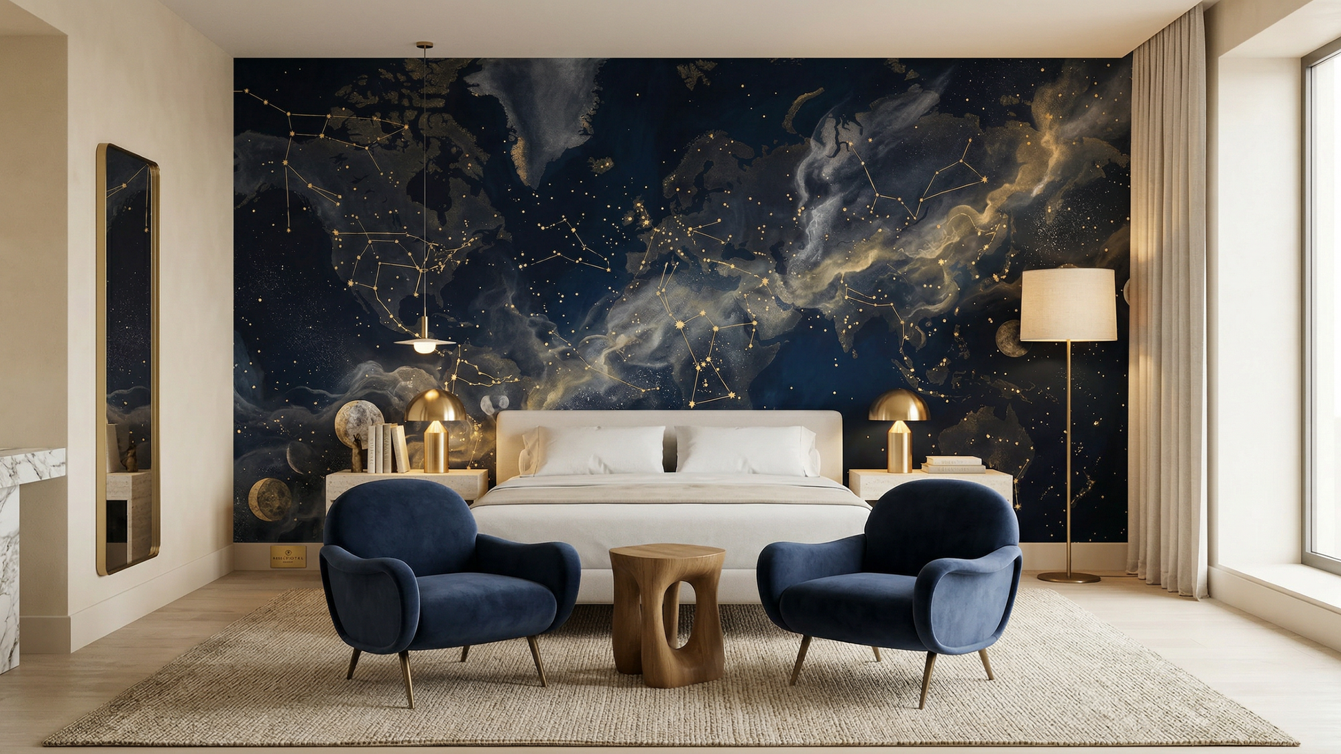 Contemporary Blue wallpaper for Bedroom