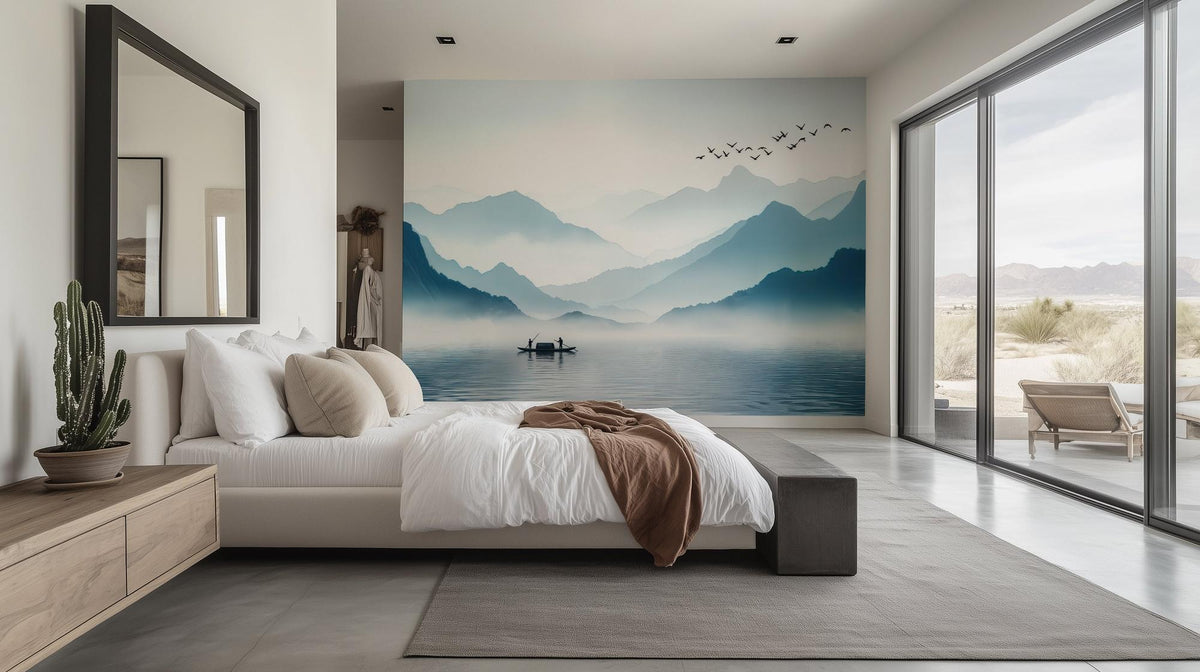 Contemporary Blue wallpaper for Bedroom
