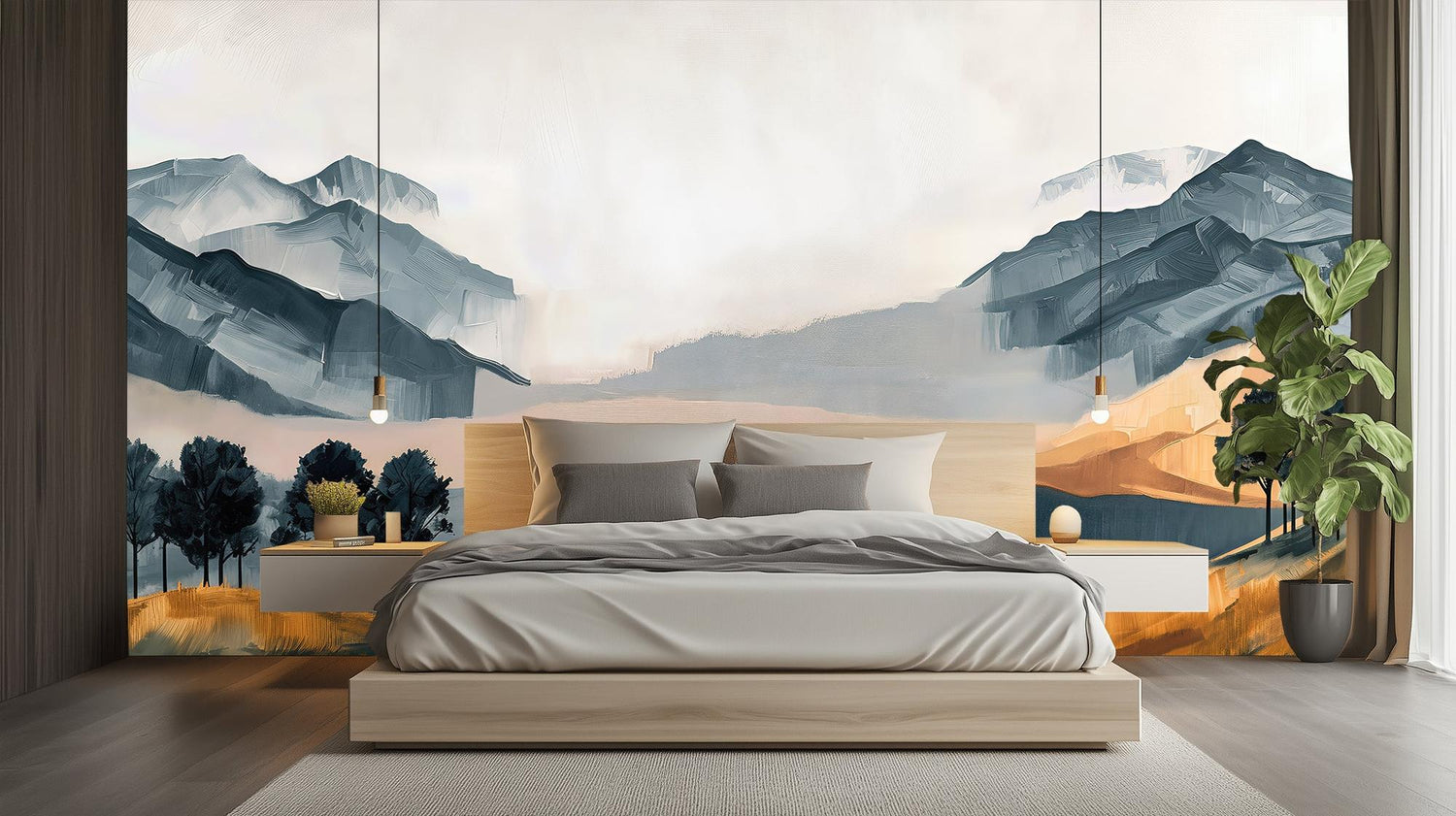 Contemporary Blue wallpaper for Bedroom