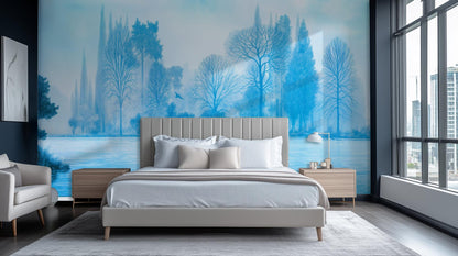 Contemporary Blue wallpaper for Bedroom