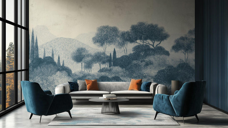 Contemporary Blue wallpaper for Bedroom