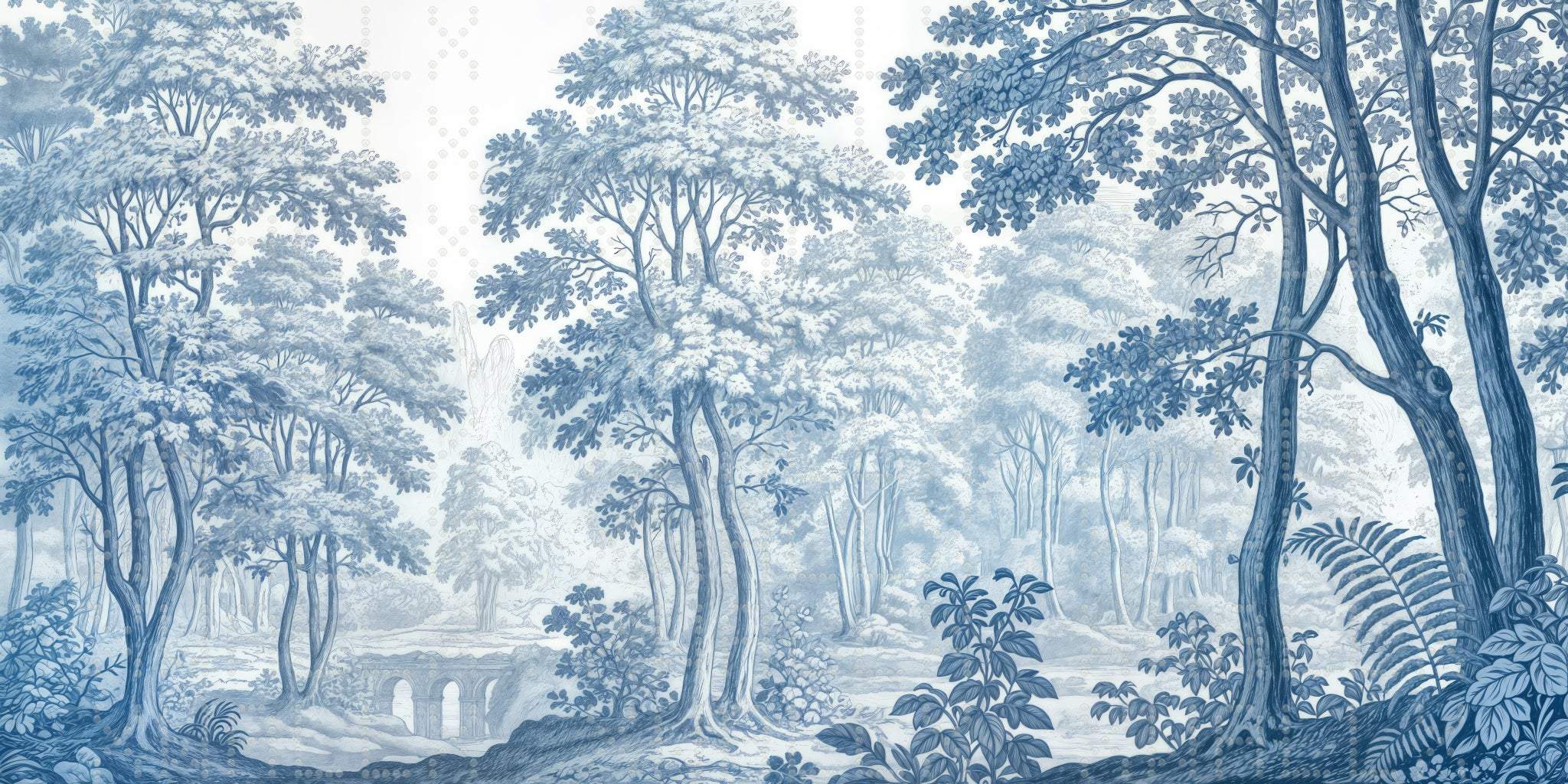 Serene Blue Forest Landscape Wallpaper