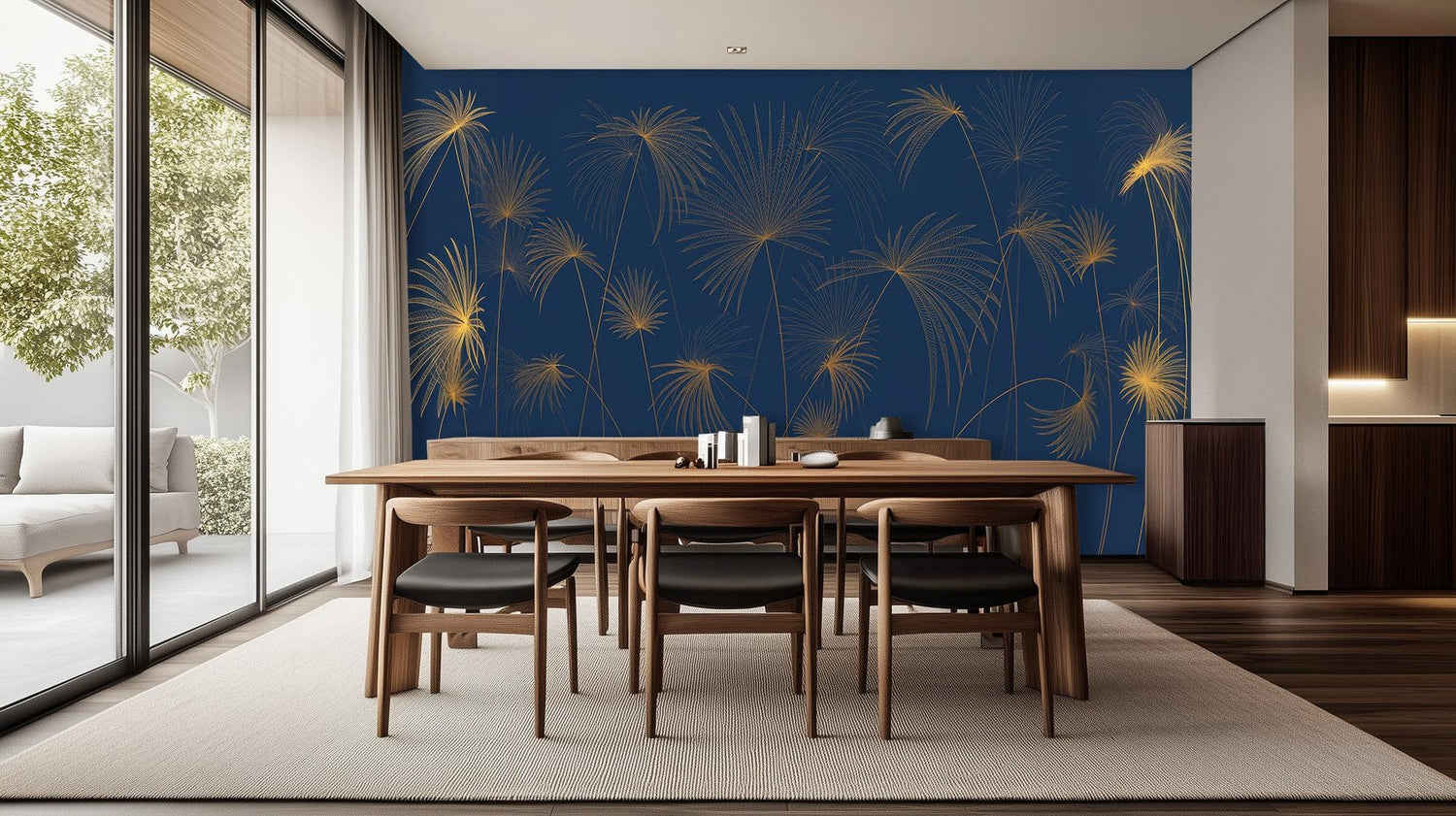 Contemporary Blue wallpaper for Dining Room