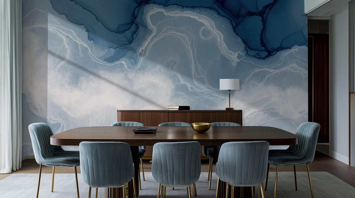 Contemporary Blue wallpaper for Dining Room