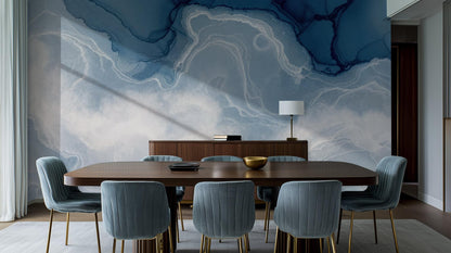 Contemporary Blue wallpaper for Dining Room