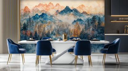 Contemporary Blue wallpaper for Dining Room