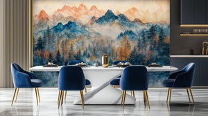 Contemporary Blue wallpaper for Dining Room