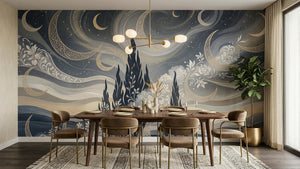 Contemporary Blue wallpaper for Dining Room