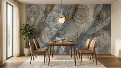 Contemporary Blue wallpaper for Dining Room