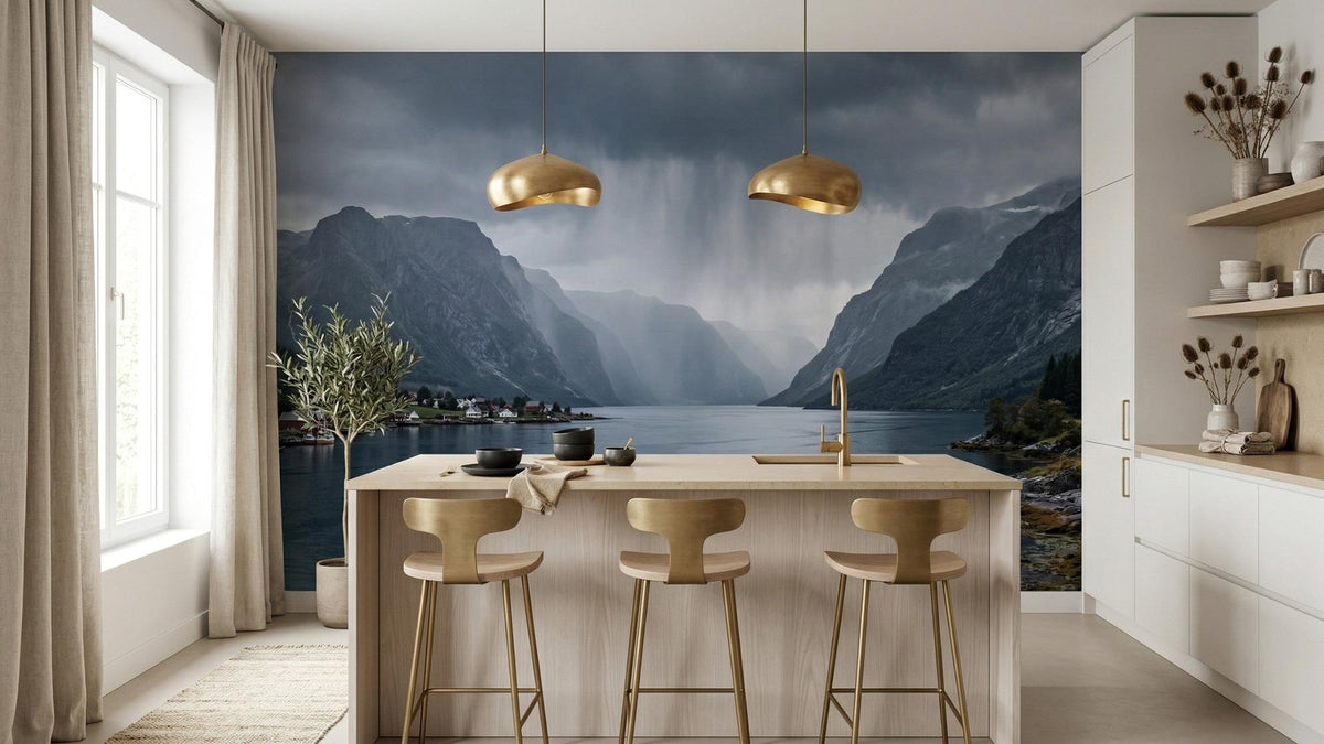 Contemporary Blue wallpaper for Kitchen