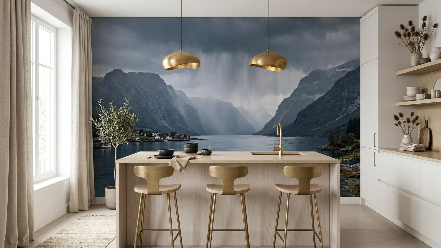 Contemporary Blue wallpaper for Kitchen