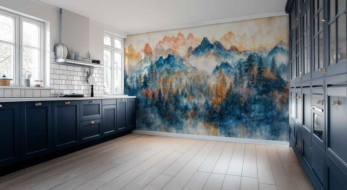 Contemporary Blue wallpaper for Kitchen