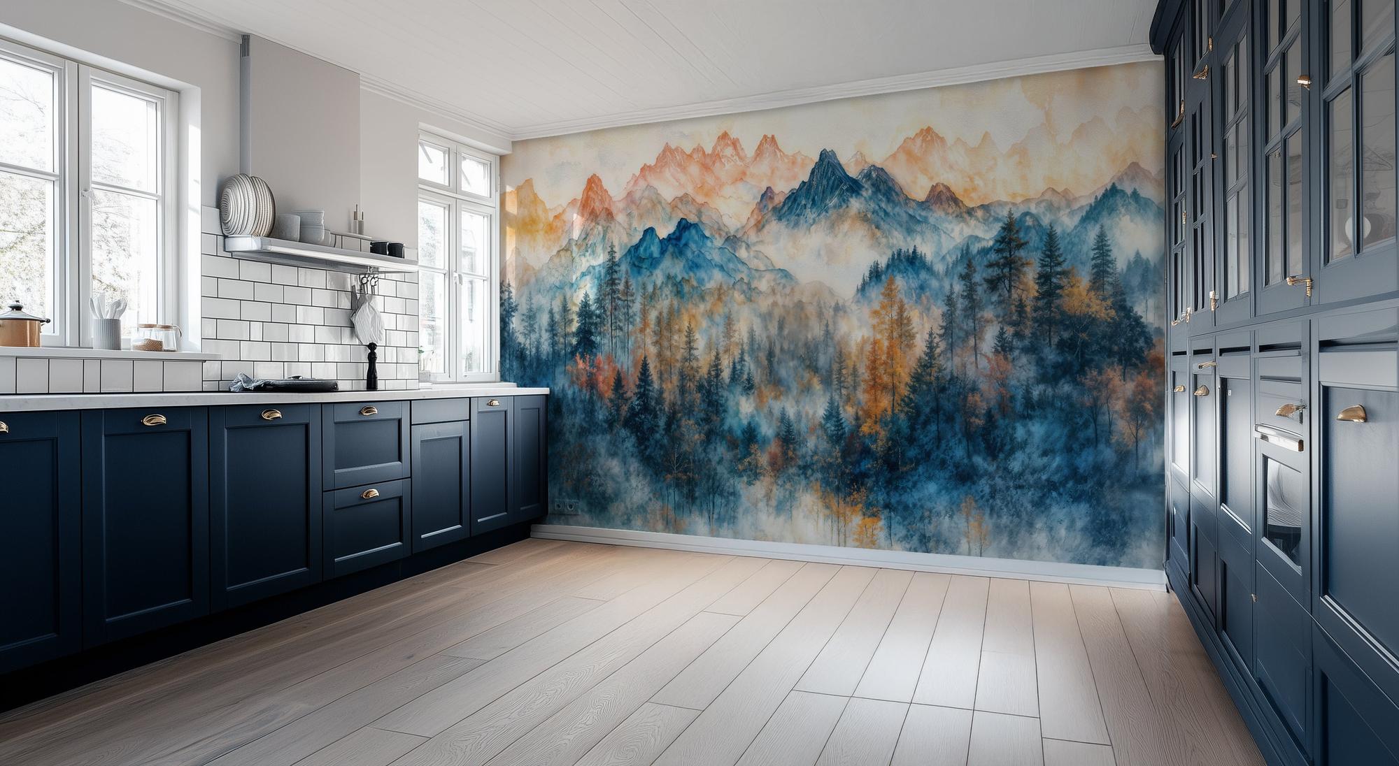 Contemporary Blue wallpaper for Kitchen