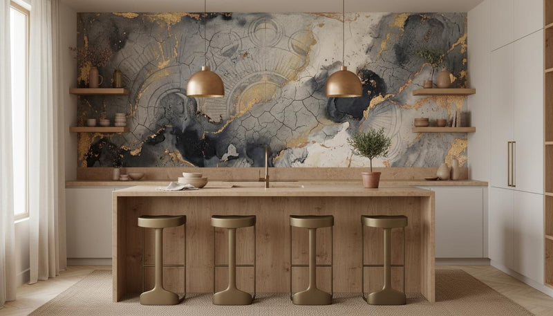 Contemporary Blue wallpaper for Kitchen