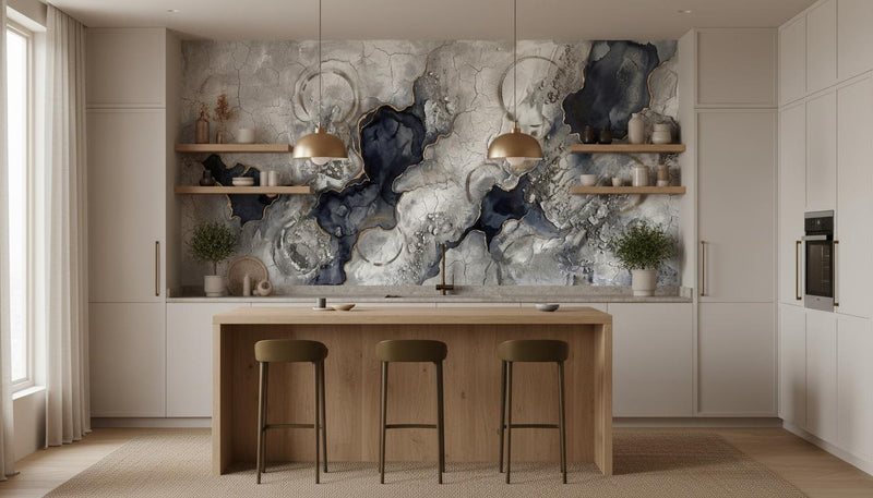 Contemporary Blue wallpaper for Kitchen