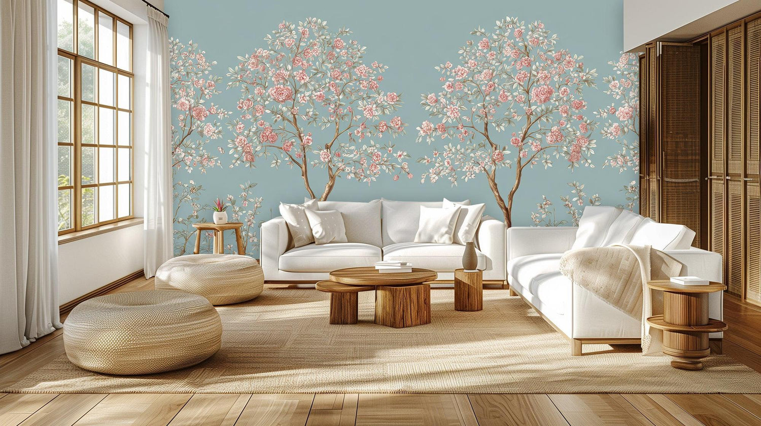 Contemporary Blue wallpaper for Living Room