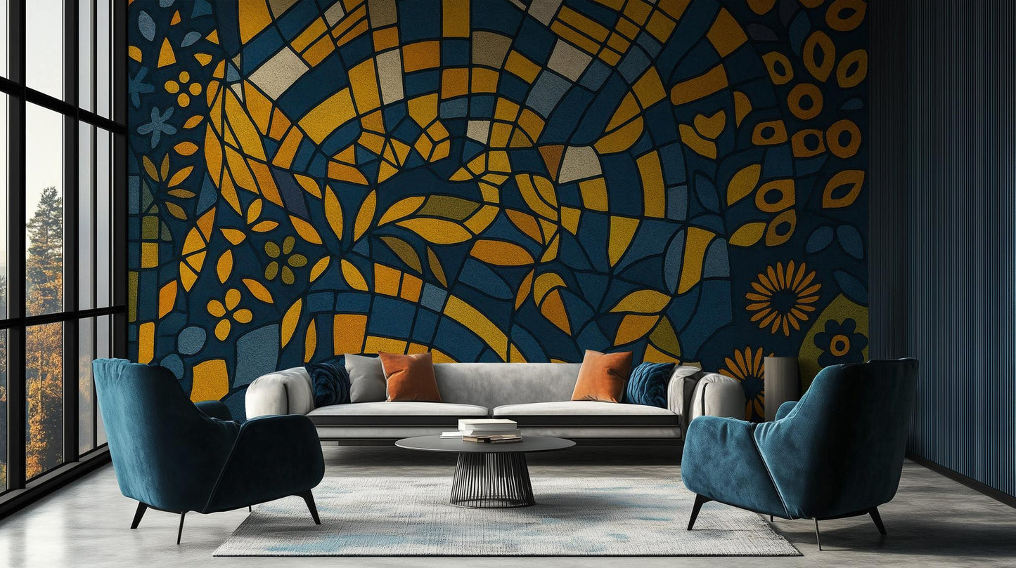 Contemporary Blue wallpaper for Living Room