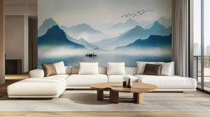 Contemporary Blue wallpaper for Living Room