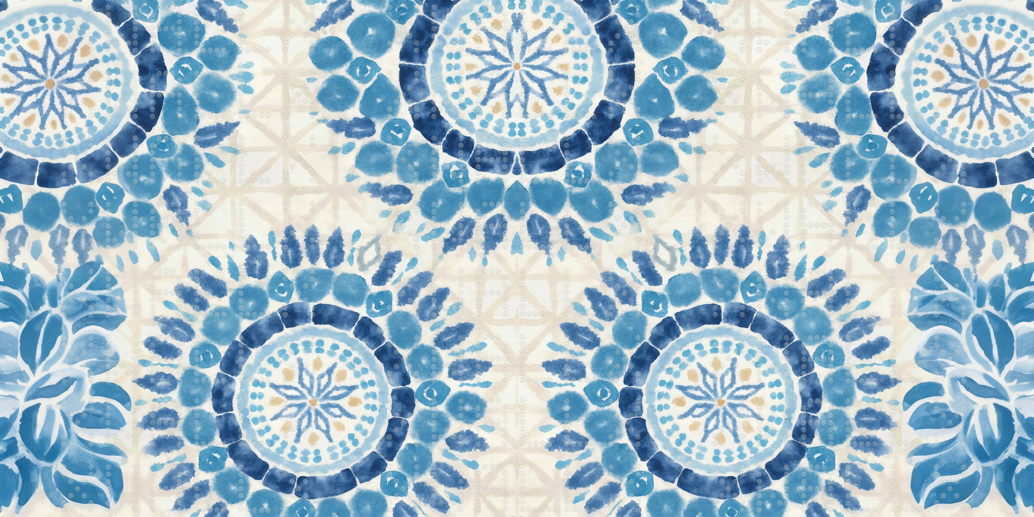 Indigo Mandala Pattern Wallpaper