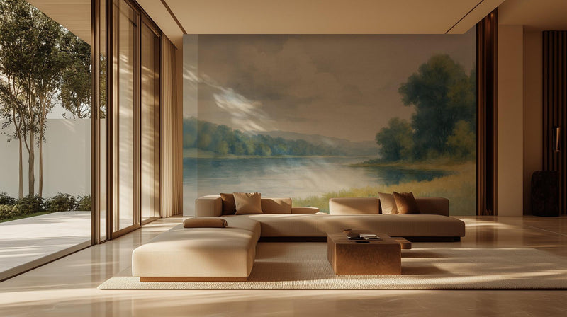 Contemporary Blue wallpaper for Living Room
