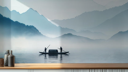 Contemporary Blue wallpaper for Living Room