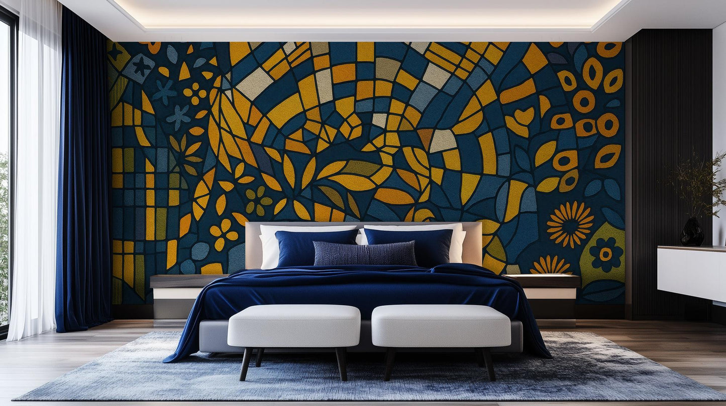 Contemporary Blue wallpaper for Living Room