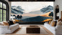 Contemporary Blue wallpaper for Living Room