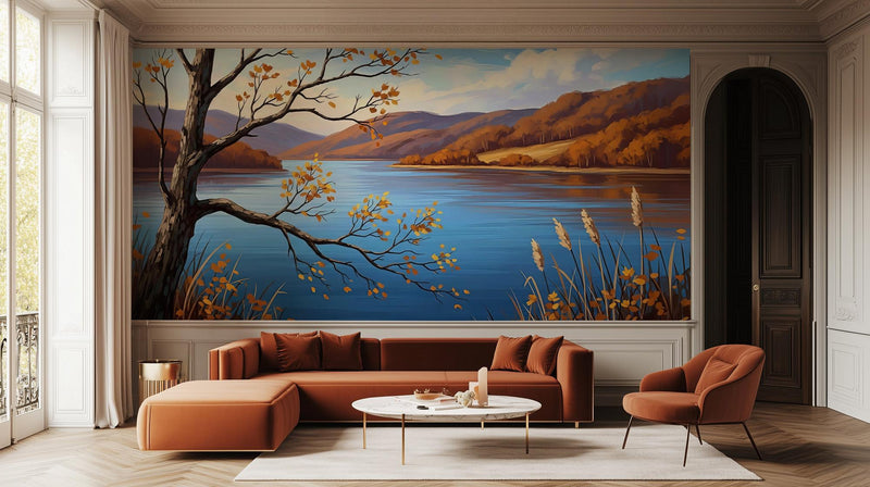 Contemporary Blue wallpaper for Living Room