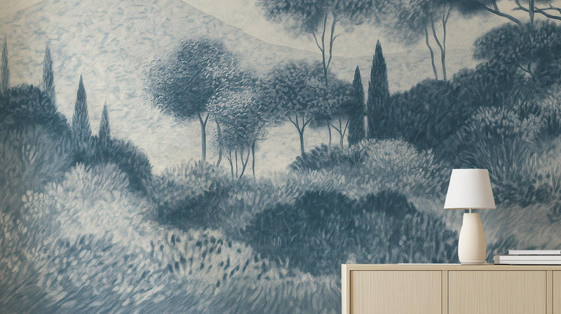 Contemporary Blue wallpaper for Living Room