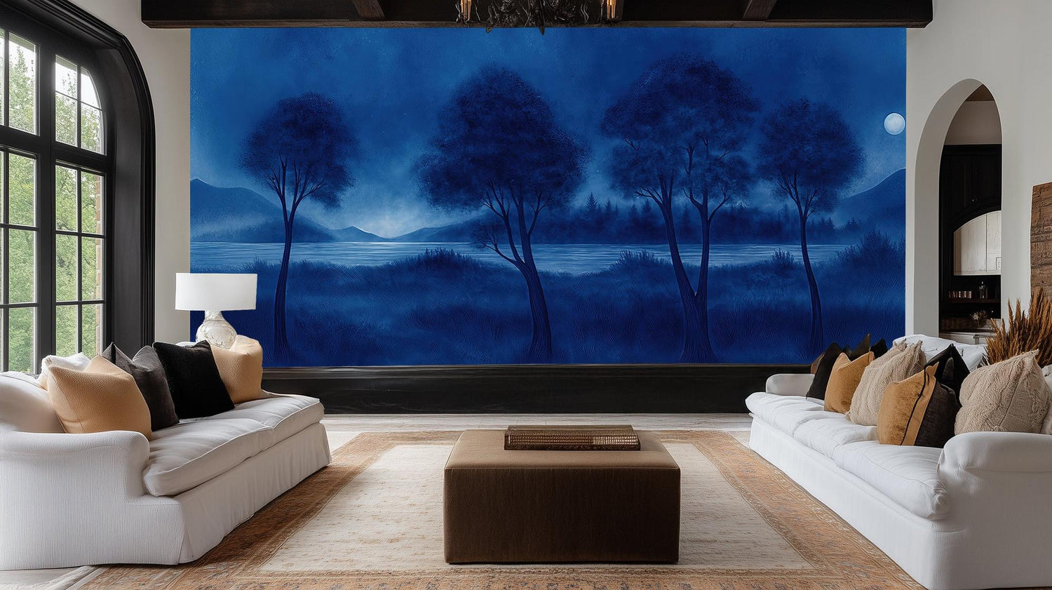 Contemporary Blue wallpaper for Living Room