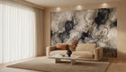 navy and Gold Abstract Elegance wallpaper mural for a living room feature wall