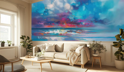 Contemporary Blue wallpaper for Living Room