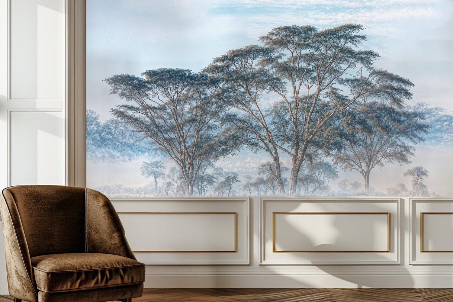 Contemporary Blue wallpaper for Living Room