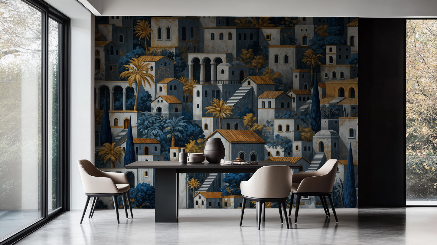 Contemporary Blue wallpaper for Living Room