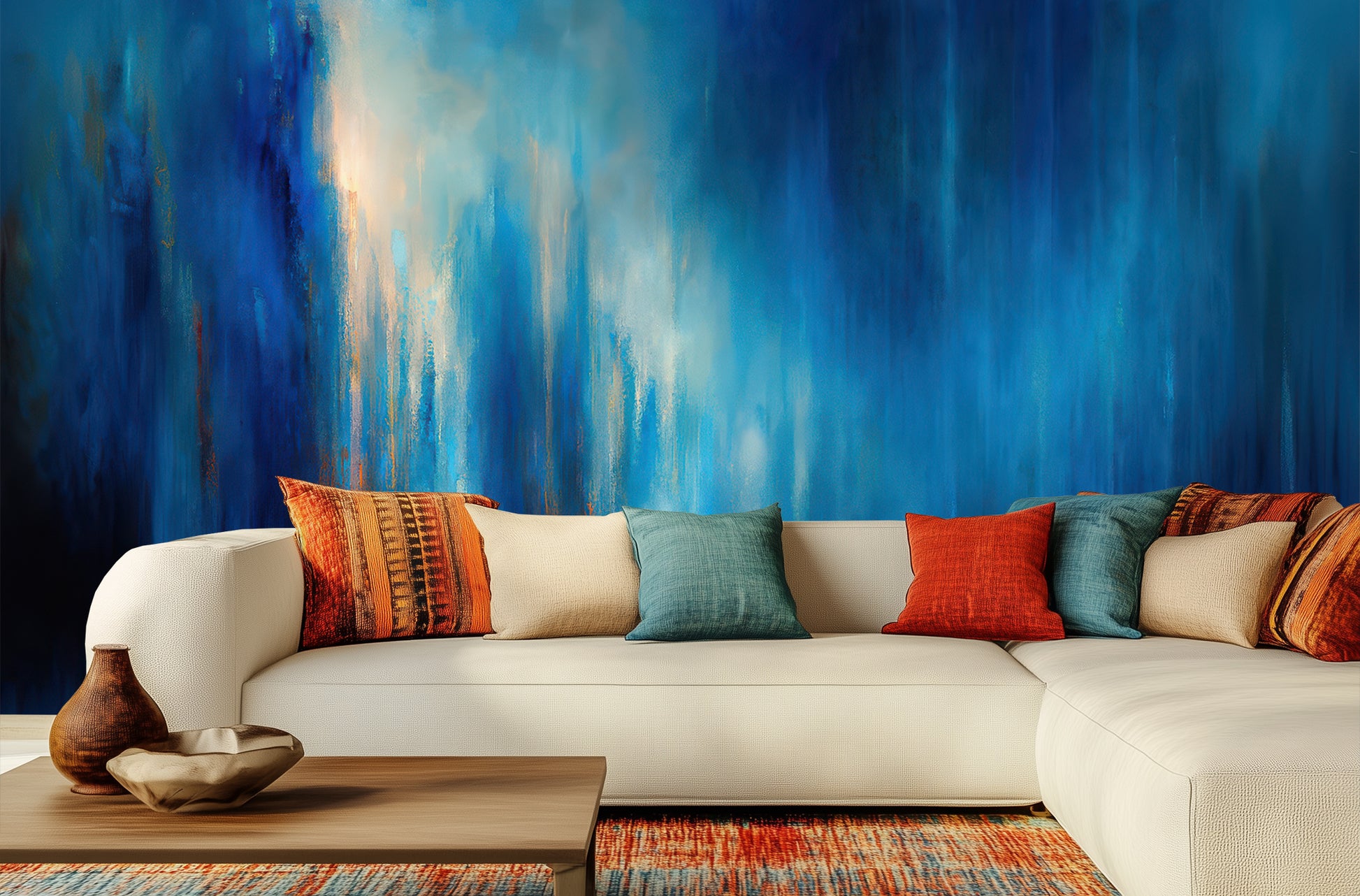 Contemporary Blue wallpaper for Living Room