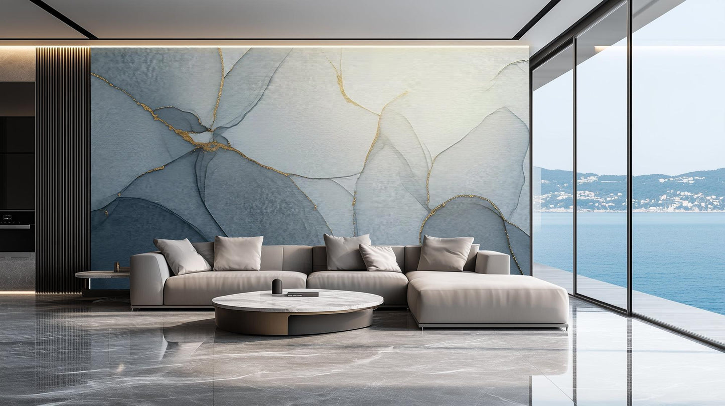 Contemporary Blue wallpaper for Living Room