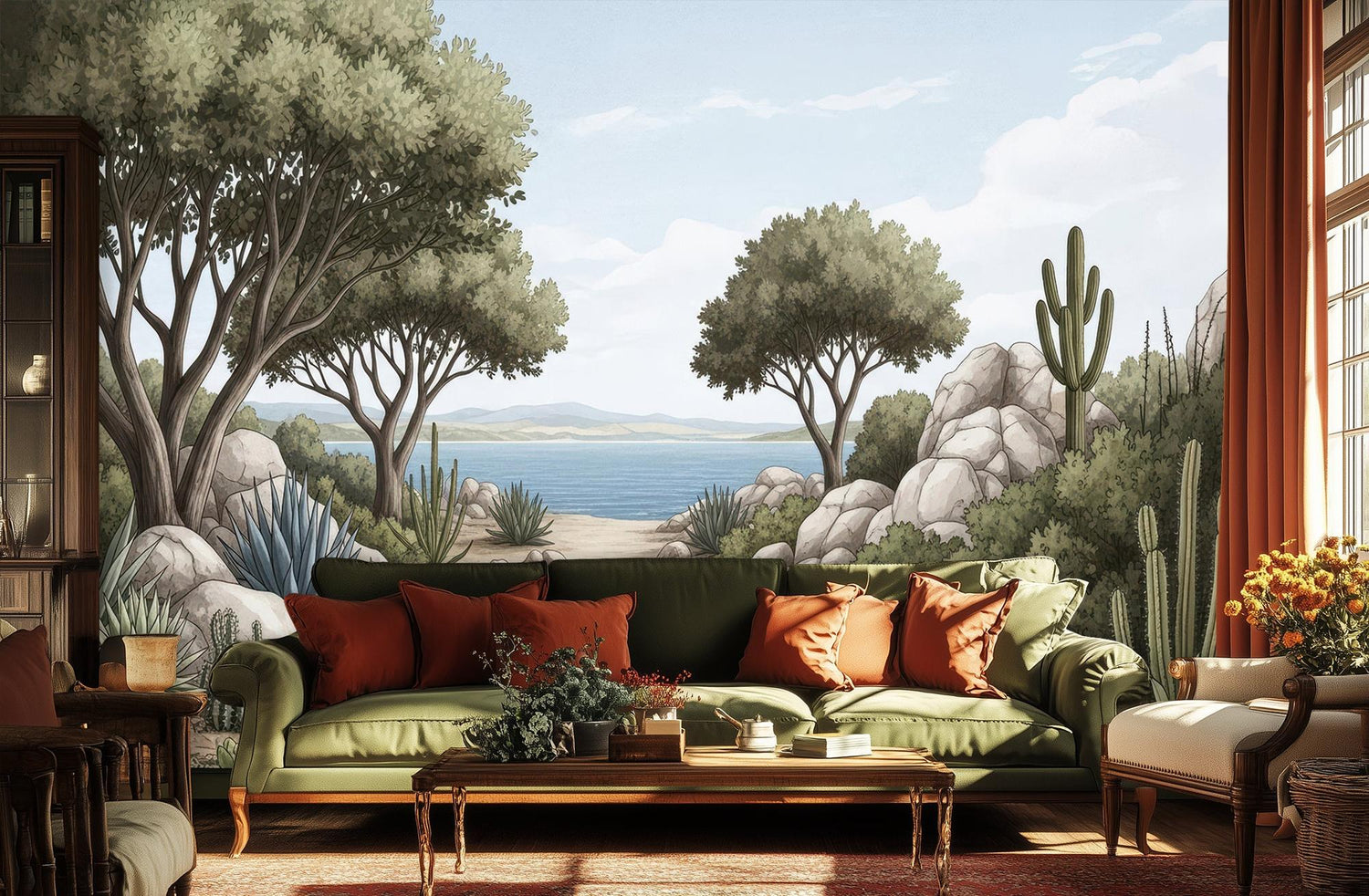 Contemporary Blue wallpaper for Living Room