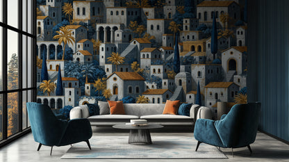 Contemporary Blue wallpaper for Living Room
