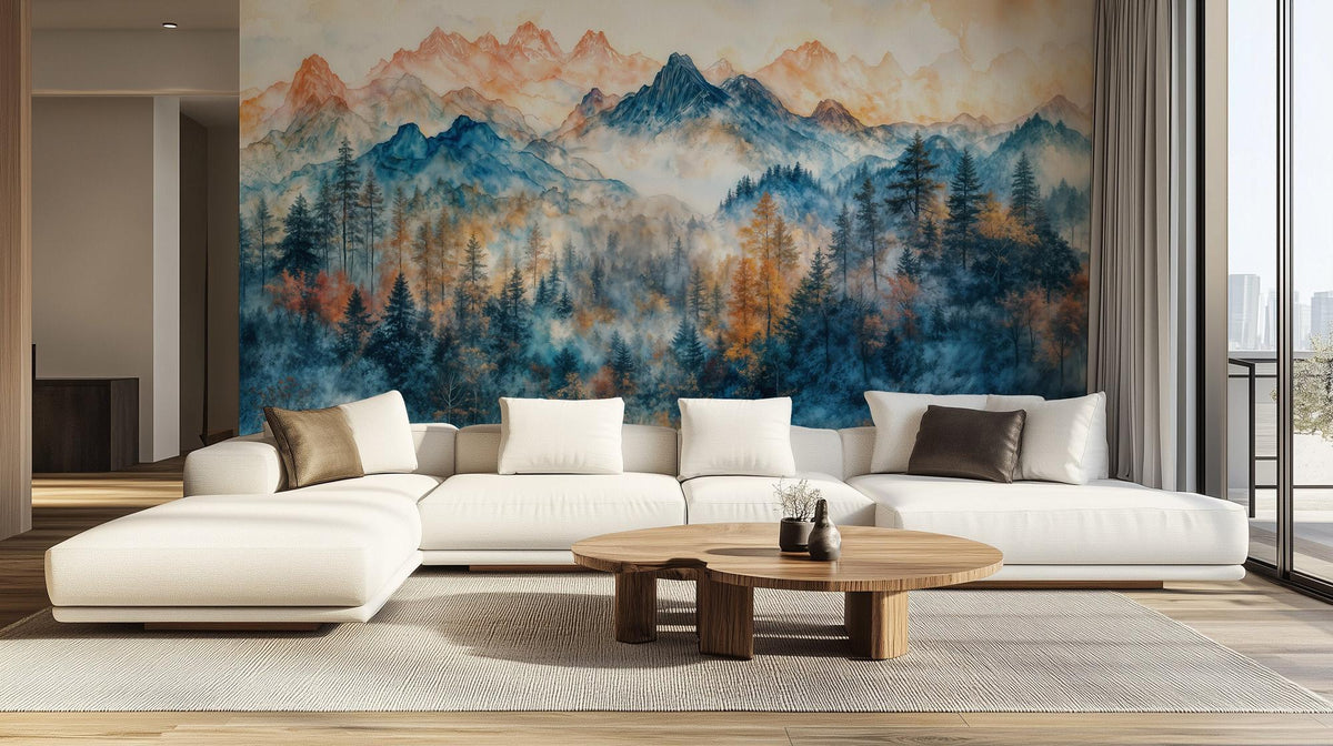 Contemporary Blue wallpaper for Living Room