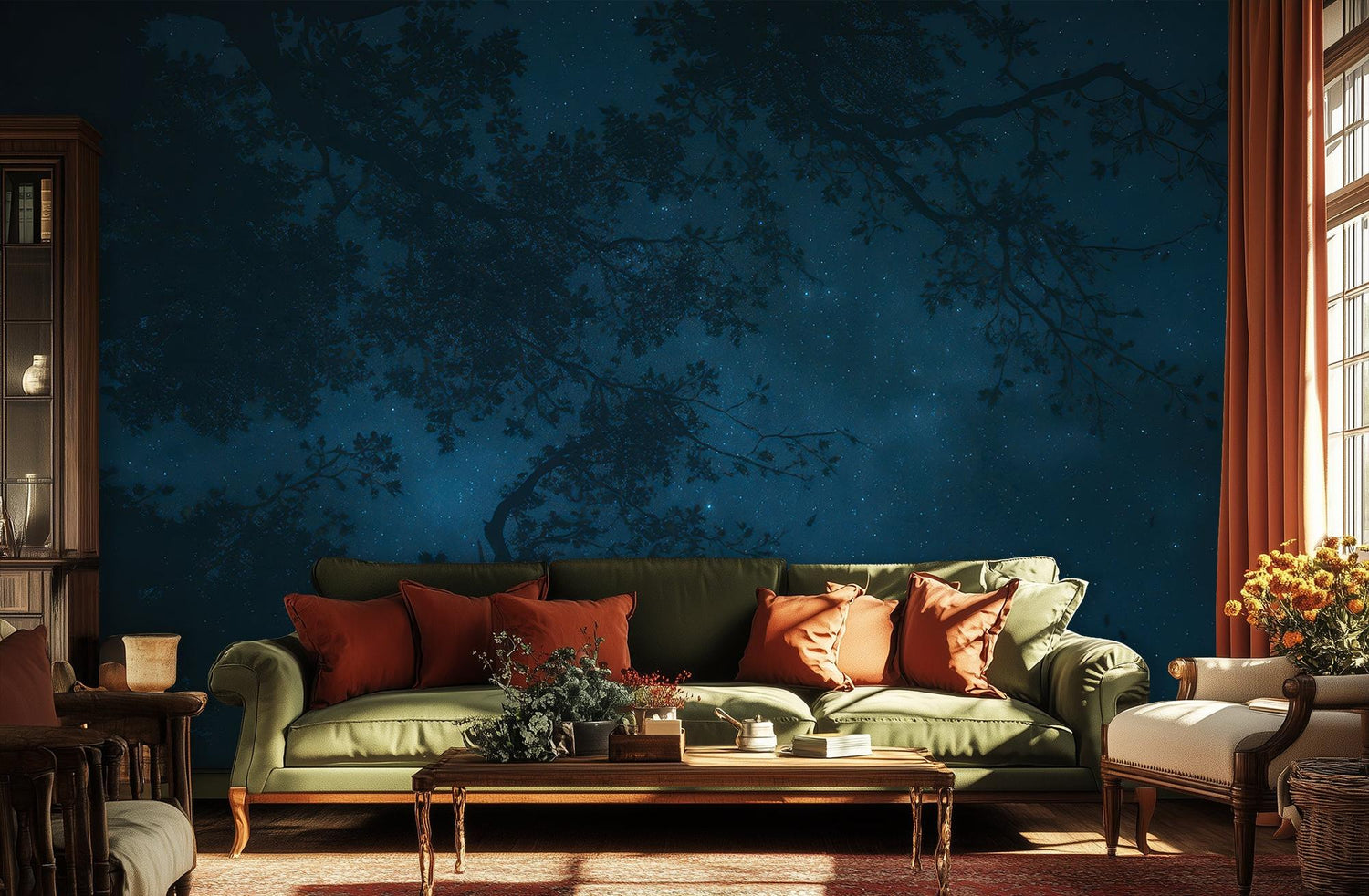 Contemporary Blue wallpaper for Living Room