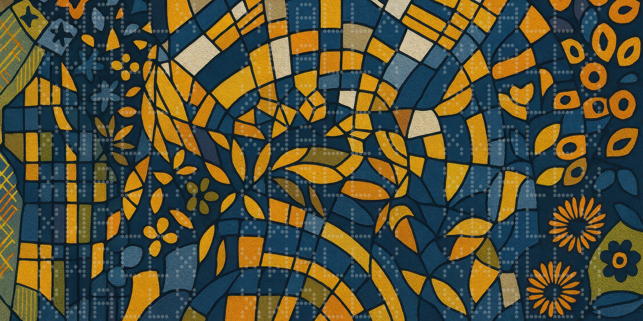 Vitray Floral Mozaik Duvar Kağıdı