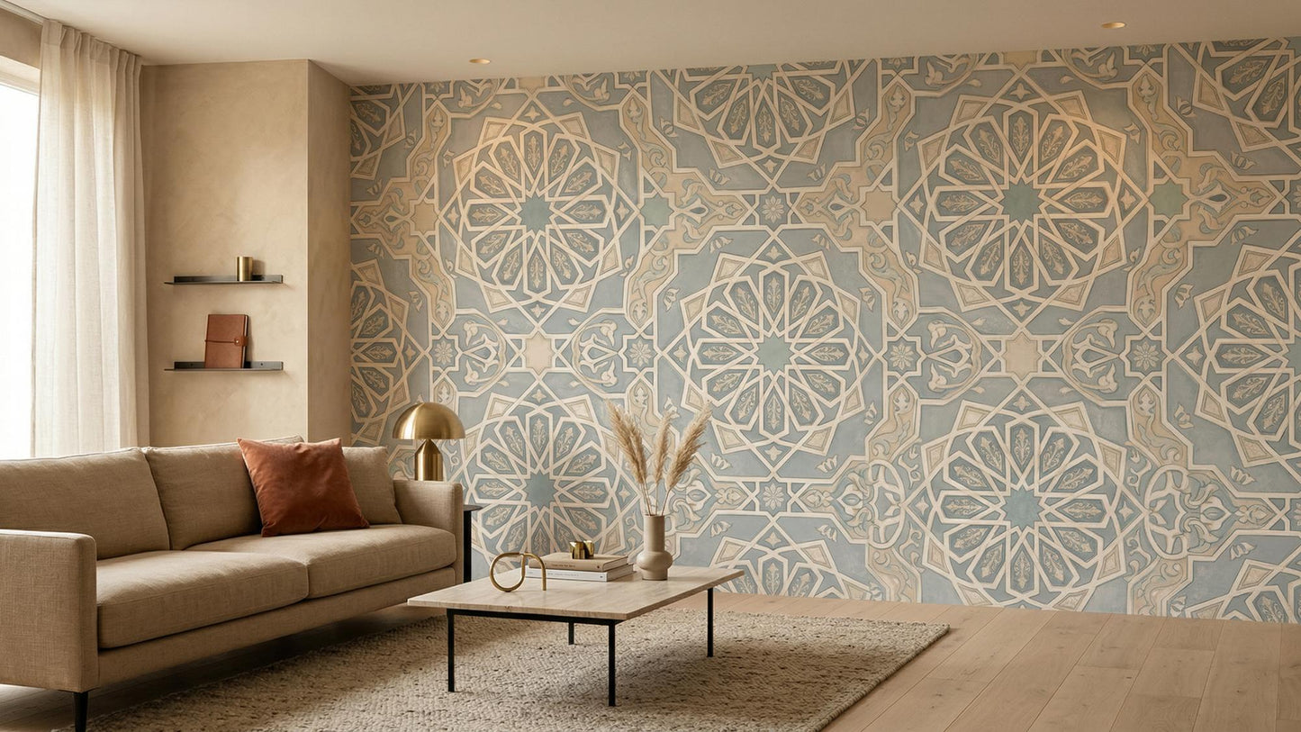 Contemporary Blue wallpaper for Living Room