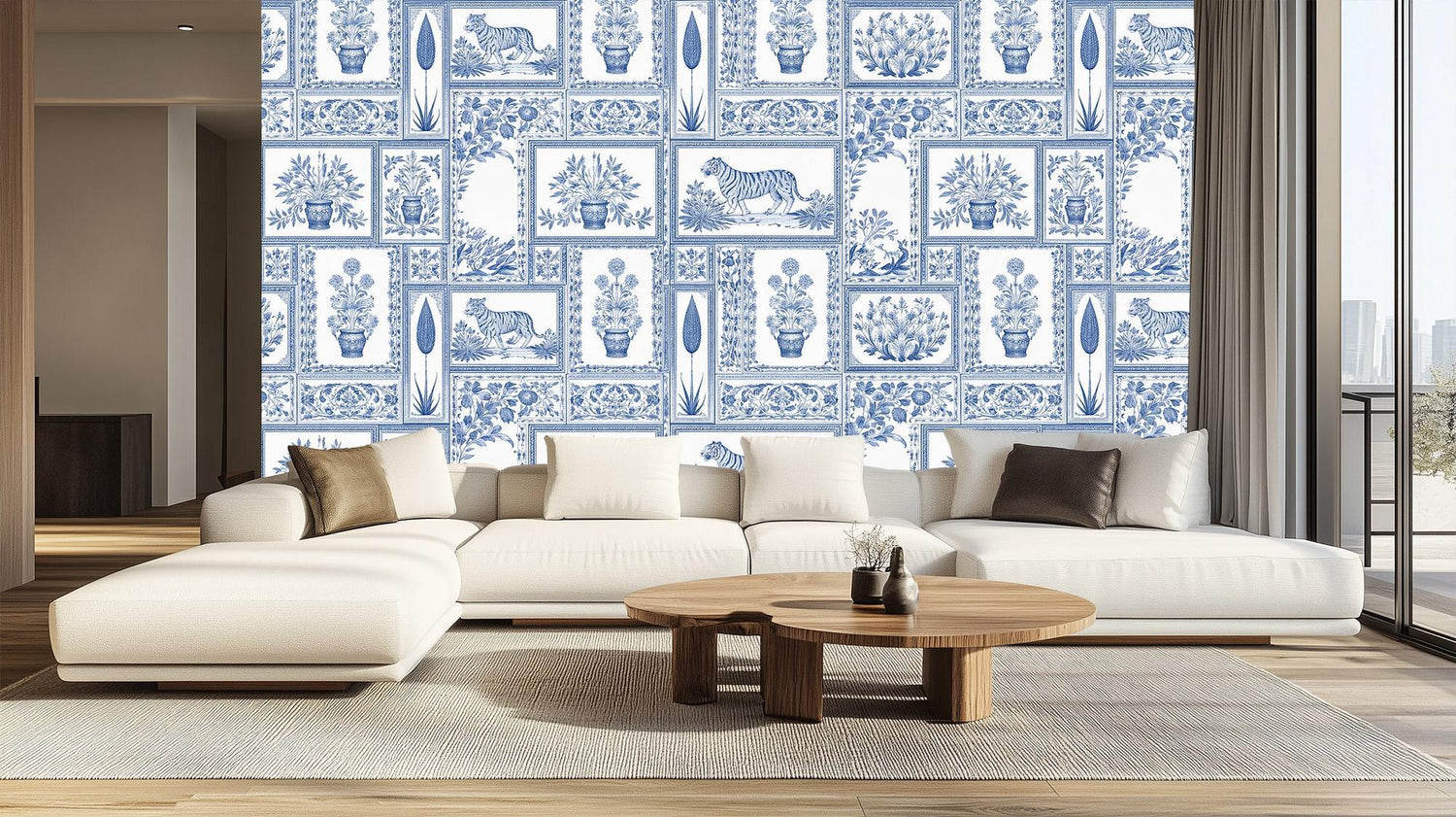 Contemporary Blue wallpaper for Living Room