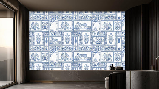Contemporary Blue wallpaper for Living Room