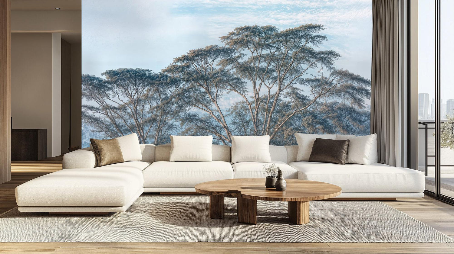Contemporary Blue wallpaper for Living Room