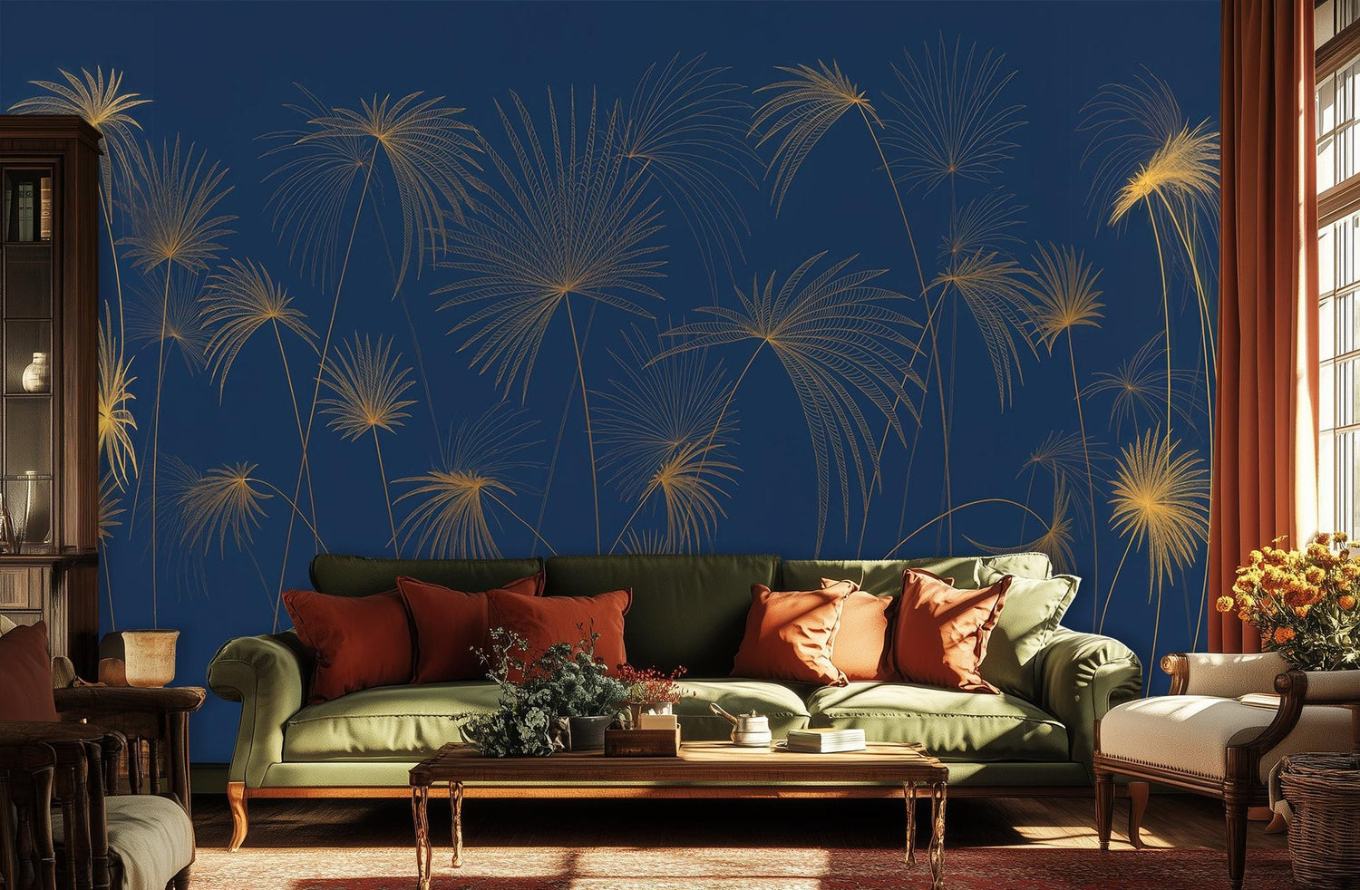 Contemporary Blue wallpaper for Living Room