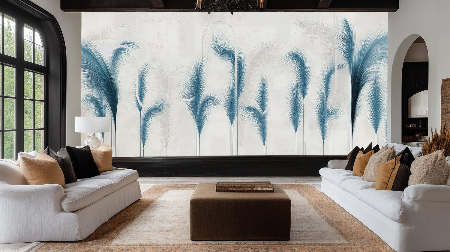 Contemporary Blue wallpaper for Living Room