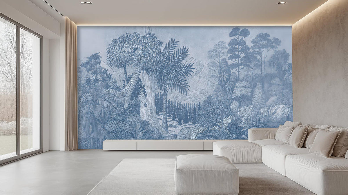 Contemporary Blue wallpaper for Living Room