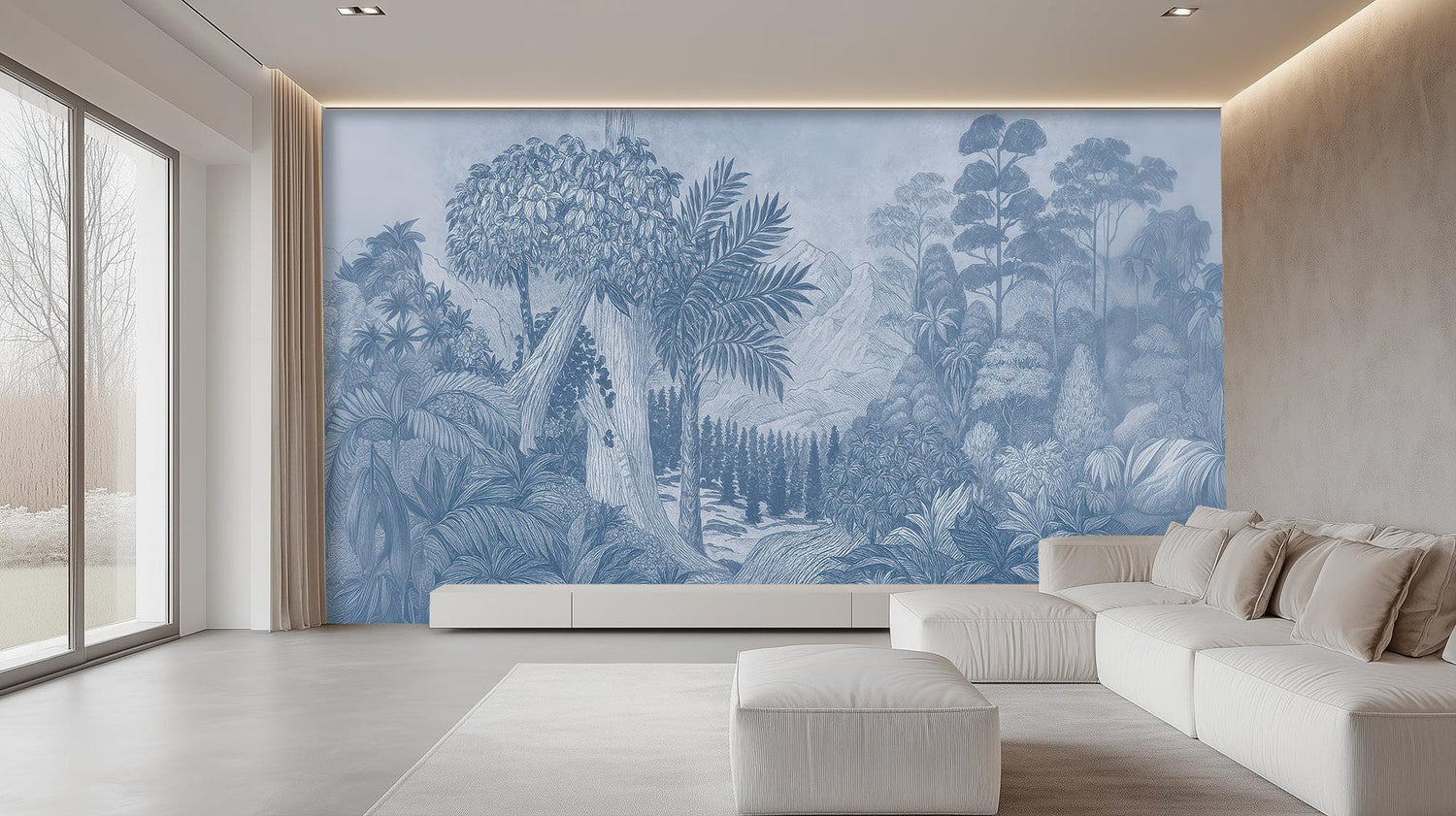 Contemporary Blue wallpaper for Living Room